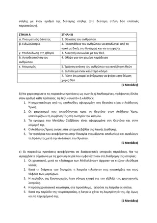 Τράπεζα Θεμάτων: Θρησκευτικά