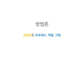 방법론은 프로세스, 역할, 기법
방법론
 