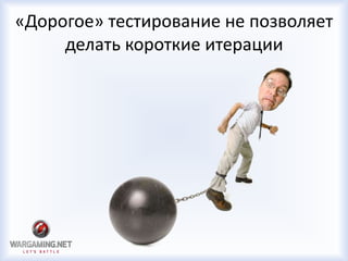 «Дорогое» тестирование не позволяет
делать короткие итерации
 