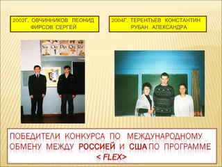 2002 .Г ОВЧИННИКОВ ЛЕОНИД
ФИРСОВ СЕРГЕЙ
2004 .Г ТЕРЕНТЬЕВ КОНСТАНТИН
РУБАН АЛЕКСАНДРА
 