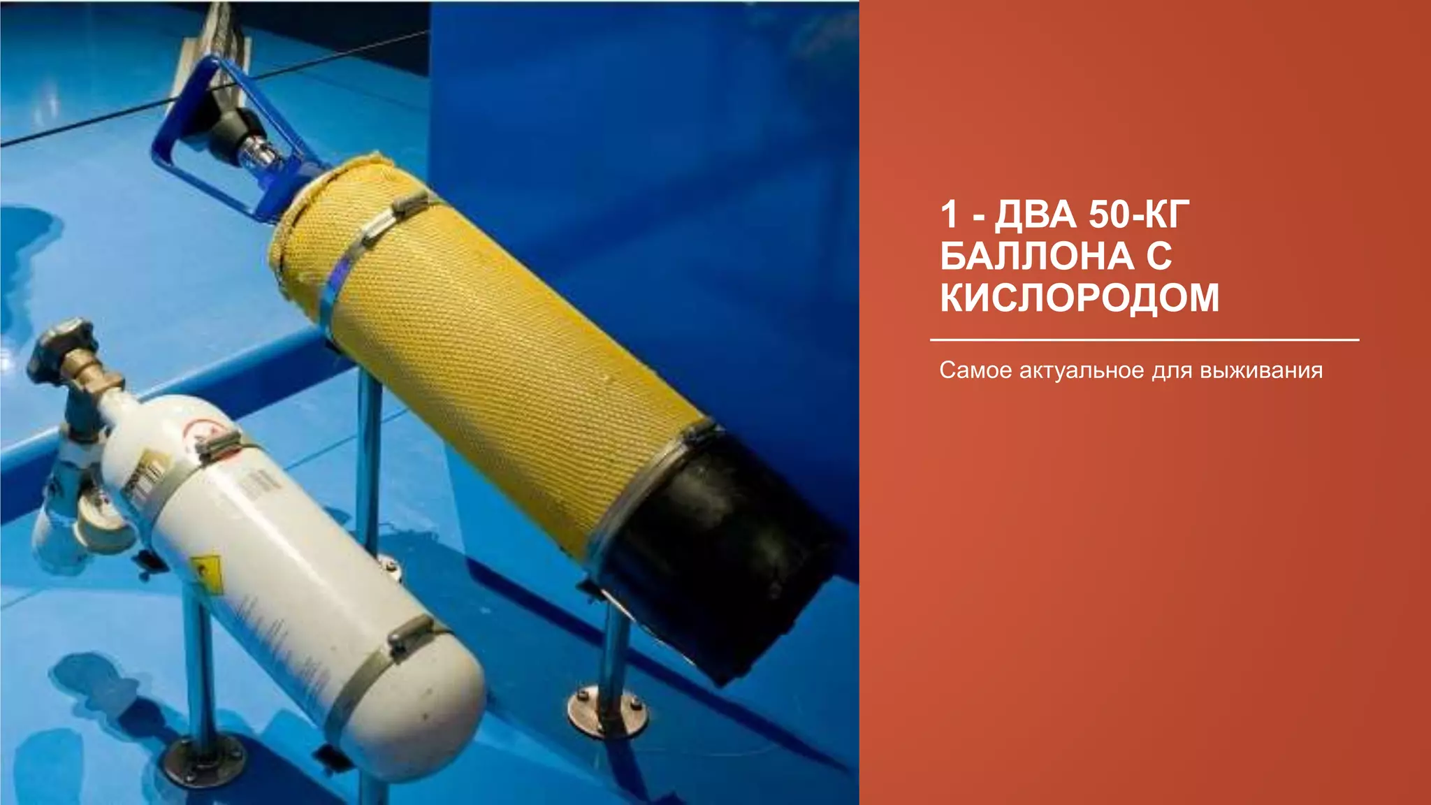 1 - ДВА 50-КГ
БАЛЛОНА С
КИСЛОРОДОМ
Самое актуальное для выживания
 