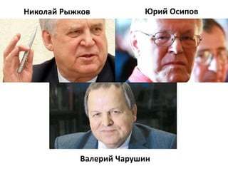 Николай Рыжков Юрий Осипов
Валерий Чарушин
 