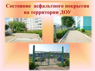 Состояние асфальтного покрытия
на территории ДОУ
 