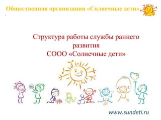 www.sundeti.ru
Общественная организация «Солнечные дети»
.
Структура работы службы раннего
развития
СООО «Солнечные дети»
 