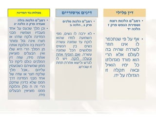 ‫המדינה‬ ‫נגד‬ ‫פעולות‬
•‫רמב‬"‫גזלה‬ ‫הלכות‬ ‫ם‬
‫יג‬ ‫הלכה‬ ‫ה‬ ‫פרק‬ ‫ואבדה‬
•‫וכן‬‫מלך‬‫שכעס‬‫על‬‫אחד‬
‫מעבדיו‬‫ושמשיו‬‫מבני‬
‫המדינה‬‫ולקח‬‫שדהו‬‫או‬
‫חצרו‬‫אינה‬‫גזל‬‫ומותר‬
‫ליהנות‬‫בה‬‫והלוקח‬‫אותה‬
‫מן‬‫המלך‬‫הרי‬‫היא‬‫שלו‬
‫ואין‬‫הבעלים‬‫מוציאין‬
‫אותה‬‫מידו‬,‫שזה‬‫דין‬
‫המלכים‬‫כולם‬‫ליקח‬‫כל‬
‫ממון‬‫שמשיהם‬‫כשכועסין‬
‫עליהם‬...‫אבל‬‫מלך‬
‫שלקח‬‫חצר‬‫או‬‫שדה‬‫של‬
‫אחד‬‫מבני‬‫המדינה‬‫דרך‬
‫חמס‬‫שלא‬‫כדינין‬‫שחקק‬
‫הרי‬‫זה‬‫ח‬‫גזלן‬‫והלוקח‬
‫ממנו‬‫מוציאין‬‫הבעלים‬
‫מידו‬.
‫דינים‬‫איסוריים‬
•‫רמב‬"‫מלכים‬ ‫הלכות‬ ‫ם‬
‫ג‬ ‫פרק‬,‫ב‬ ‫הלכה‬
•‫לא‬‫ירבה‬‫לו‬‫נשים‬,‫מפי‬
‫השמועה‬‫למדו‬‫שהוא‬
‫לוקח‬‫עד‬‫שמונה‬‫עשרה‬
‫נשים‬‫בין‬‫הנשים‬
‫ופלגשים‬‫הכל‬‫שמונה‬
‫עשרה‬,‫ואם‬‫הוסיף‬‫אחת‬
‫ובעלה‬‫לוקה‬,‫ויש‬‫לו‬
‫לגרש‬‫ולישא‬‫אחרת‬‫תחת‬
‫זו‬‫שגירש‬.
‫פלילי‬ ‫דין‬
•‫רמב‬"‫רוצח‬ ‫הלכות‬ ‫ם‬
‫ז‬ ‫פרק‬ ‫הנפש‬ ‫ושמירת‬
‫יד‬ ‫הלכה‬
•‫אף‬‫על‬‫פי‬‫שנתכפר‬
‫לו‬‫אינו‬‫חוזר‬
‫לשררה‬‫שהיה‬‫בה‬
‫לעולם‬‫אלא‬‫הרי‬
‫הוא‬‫מורד‬‫מגדולתו‬
‫כל‬‫ימיו‬‫הואיל‬
‫ובאה‬‫תקלה‬‫זו‬
‫הגדולה‬‫על‬‫ידו‬.
 