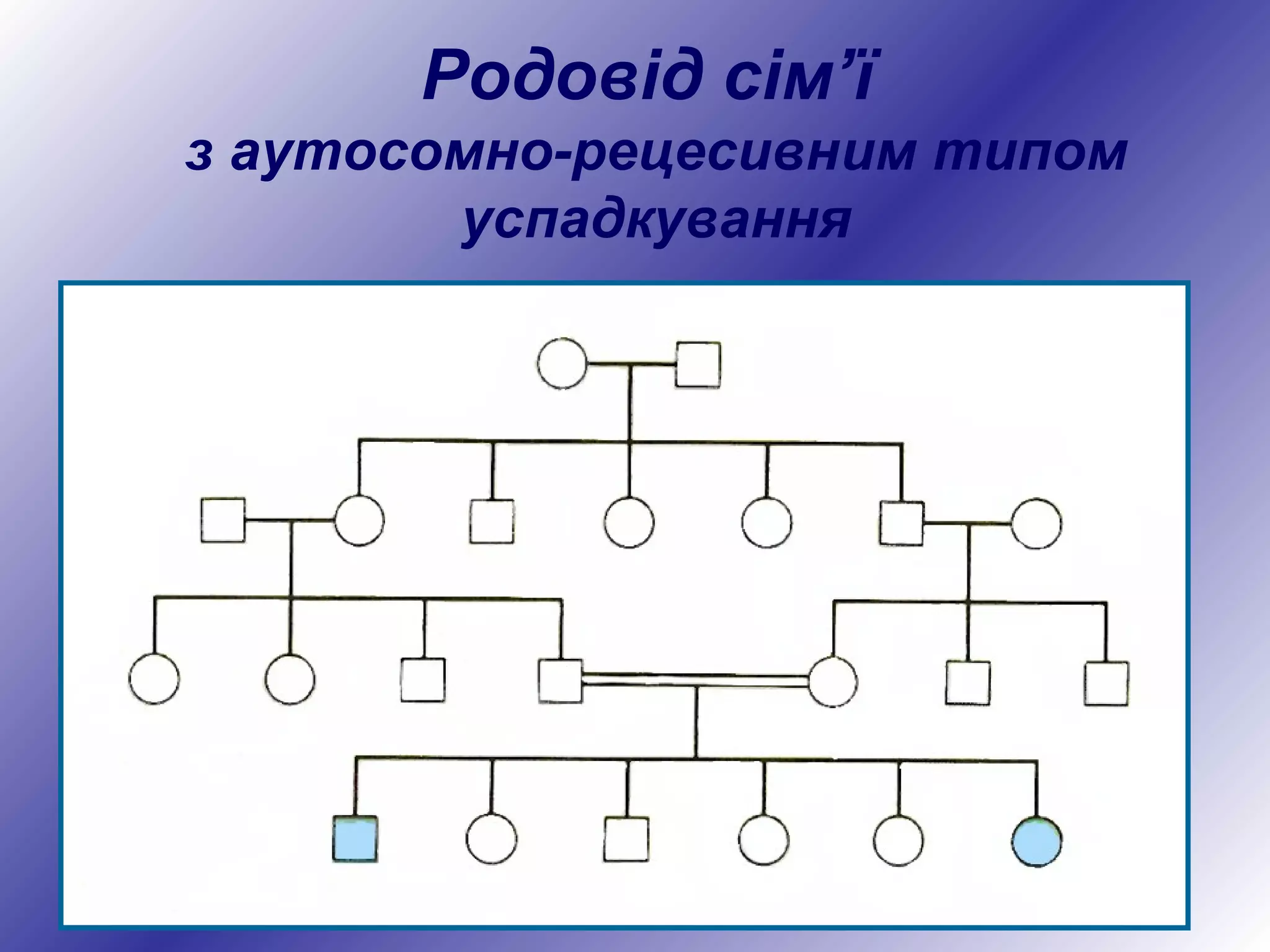 Родовід сім’ї
з аутосомно-рецесивним типом
успадкування
 