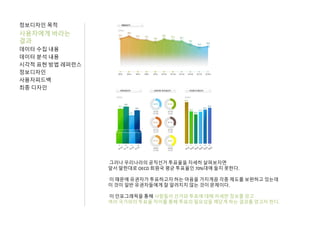 정보디자인 목적
사용자에게 바라는
결과
데이터 수집 내용
데이터 분석 내용
시각적 표현 방법 레퍼런스
정보디자인
사용자피드백
최종 디자인
그러나 우리나라의 공직선거 투표율을 자세히 살펴보자면
앞서 말한대로 OECD 회원국 평균 투표율인 70%대에 들지 못한다.
이 때문에 유권자가 투표하고자 하는 마음을 가지게끔 각종 제도를 보완하고 있는데
이 것이 일반 유권자들에게 잘 알려지지 않는 것이 문제이다.
이 인포그래픽을 통해 사람들이 선거와 투표에 대해 자세한 정보를 얻고
여러 국가와의 투표율 차이를 통해 투표의 필요성을 깨닫게 하는 결과를 얻고자 한다.
 