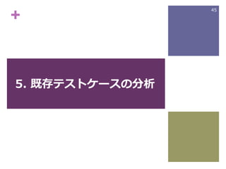 +
5. 既存テストケースの分析
2014/06/21WACATE 2014 Summer
45
 