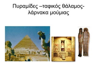 Πυραμίδες –ταφικός θάλαμος-
λάρνακα μούμιας
 