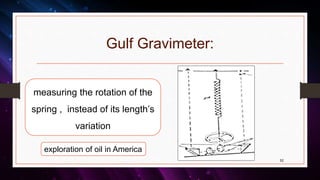 Gulf Gravimeter:
52
measuring the rotation of the
spring , instead of its length’s
variation
exploration of oil in America
 