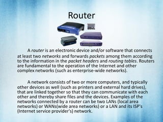 อุปกรณ์เครือข่ายคอมพิวเตอร์ | PPT