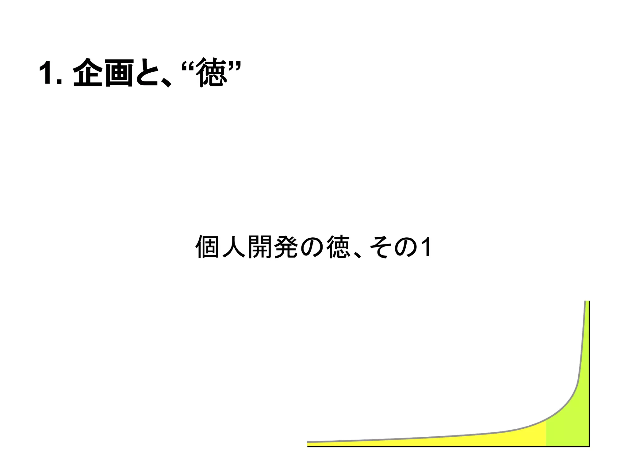 個人開発の徳、その1
1. 企画と、“徳”
 