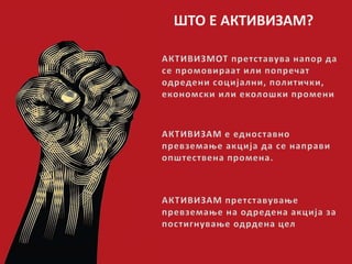 ШТО Е АКТИВИЗАМ?
 
