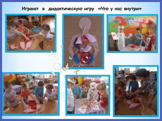 Играют в дидактическую игру «Что у нас внутри»
 