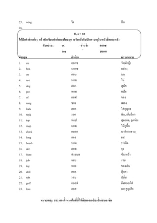 การเทียบเสียงตัวอักษรภาษาอังกฤษกับไทย | Pdf