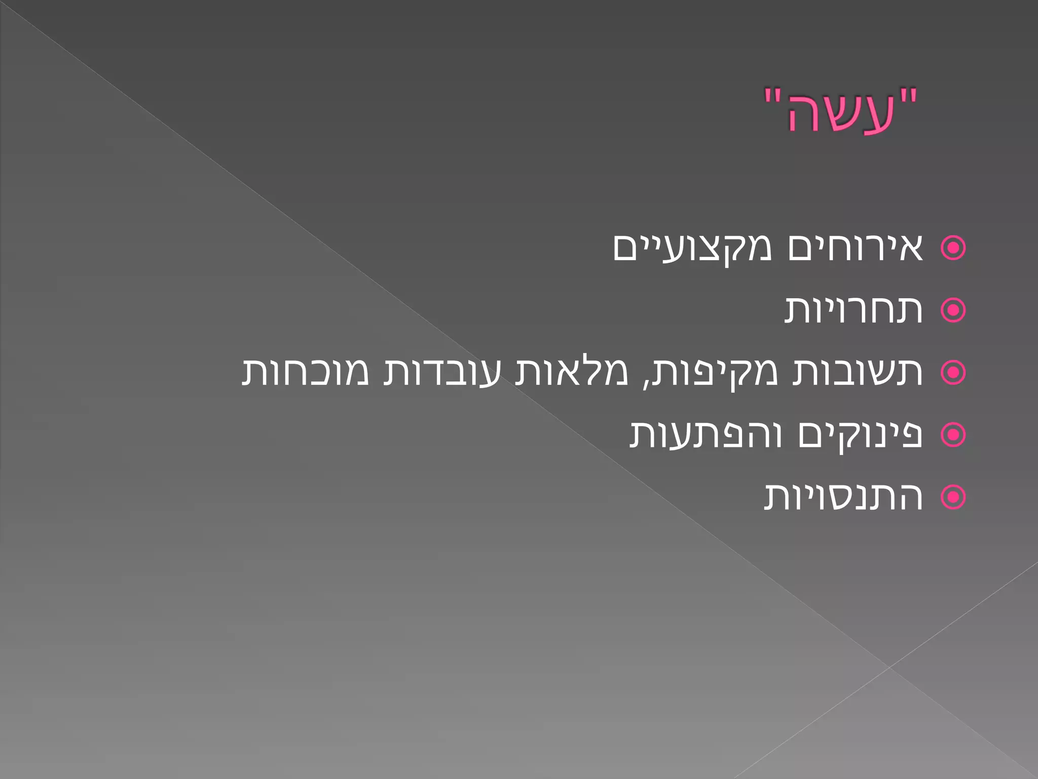 ‫מקצועיים‬ ‫אירוחים‬
‫תחרויות‬
‫מקיפות‬ ‫תשובות‬,‫מוכחות‬ ‫עובדות‬ ‫מלאות‬
‫והפתעות‬ ‫פינוקים‬
‫התנסויות‬
 