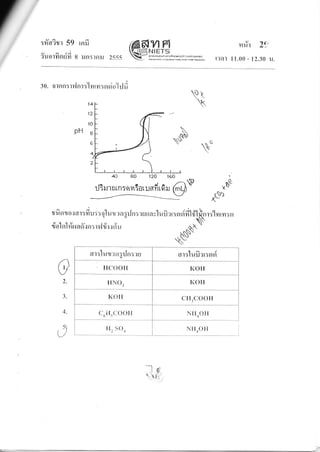 :#a?n 59 rnrfi @&ylfil ri#r Zg
v a aA L€N|ETS?uotltnun 8 iln5tFtil 2555 5-TffiTffiH':j:#*, [?at 11.00 _ 12.30 u.
l4
t2
t0
o
6
4
30. o r nn:ryl nr :'lyrryr :n sio'hJfi
A;,
tiln ro I cr : fr u : : o'lu rl ? fl iil.q
dal o1 #e.r a 6'r n : r yhir s sYu
G
2.
3.
4.
o x.

:
rjsurrun:qn5ar:
) ^ t-''W
unnrfiil
ey X
c).{"

o
s"
r60120
n: ruua vlufi rr: sr pid1fr$,, r'ln,n, u,
"s
_ls'
-wt
nr:'luzursr;rJn:ru
aa/
ilt: luu?[:stst
HCOOH KOH
HNOI KOT{
KOI{ c[{3cooH
c6HscooFI NI{4OH
H2 SO4 NH4OH
 