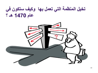 ‫ستكون‬ ‫وكيف‬ ‫بها‬ ‫تعمل‬ ‫التي‬ ‫المنظمة‬ ‫تخيل‬‫في‬
‫عام‬1470‫؟‬ ‫هـ‬
41
 