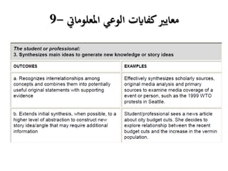 ‫املعلومايت‬ ‫الوعي‬ ‫كفاايت‬‫معايري‬-9
 