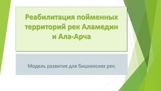 Реабилитация пойменных
территорий рек Аламедин
и Ала-Арча
Модель развития для бишкекских рек.
 