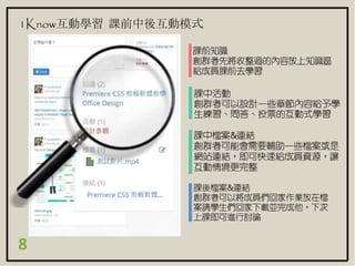 1Know互動學習 課前中後互動模式
8
 