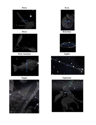 Pictor Pyxis
Pisces Reticulum
Piscis Austrinus Sagitta
Puppis Sagittarius
 