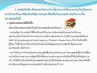 2. ????????????? ??????????????????????????????????????????????????
??????????????????????????????????? ????????????????????? ??????????????
???????????????
1. ??????????????????????????
???????????????????????????? ???????????? ??????????
???????????? ??? ?????? ?????????????????????????????????????????????? ???
????????????????????? ????????????????????????????? ?????????????????????????
?????? Strengtheningthe Export Capacity of ThailandsOrganic Sector ??????????????????
???????? ??????????????????????????????????????????????????????? ?????????????
??????????? ??????? 2552
???????????? ?????????????????????????????????????????????? ?????????????????????????
??????????? ????? ????????????????????????????????????????????????????????????????????????
???? ??????????????????????????????????????????????????????????? ?????????????????????????????
??? ???????????????????????????? ??????????????? ?? 2555
 