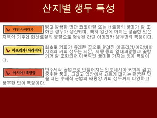 산지별 생두 특성
 