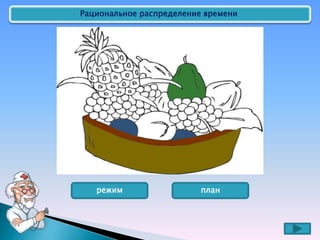 Рациональное распределение времени
режим план
 