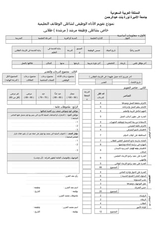 نموذج تقويم الأداء الوظيفي لوظائف مرشدة طلابية