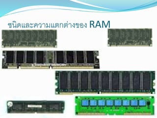 ชนิดและความแตกต่างของ RAM
 