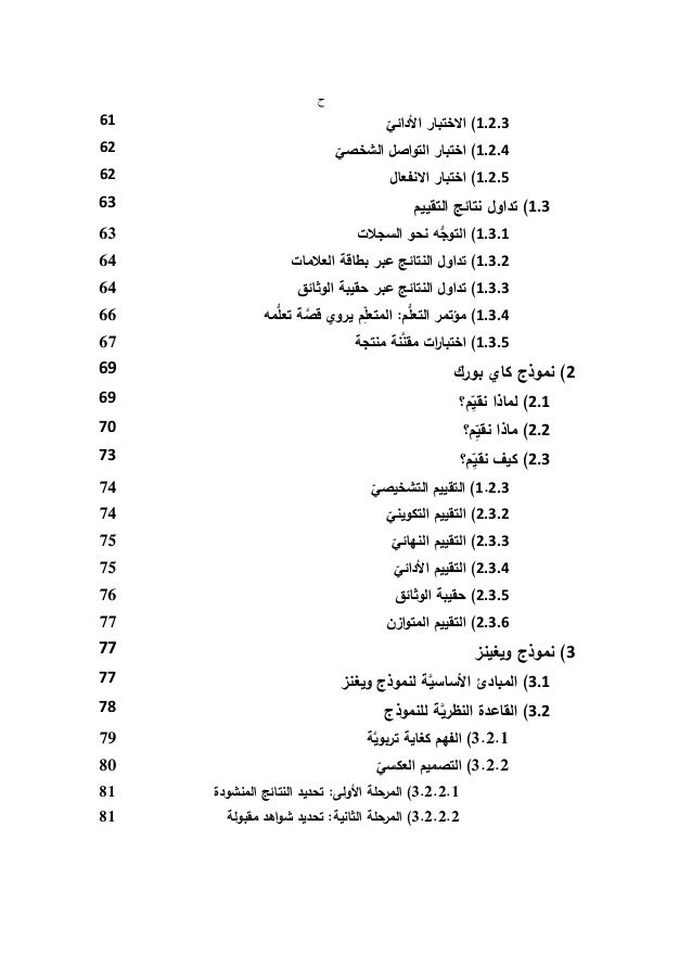 رسالة ماجستير في التربية العنوان وفهرس المحتويات