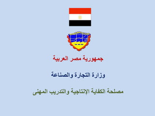 جمهورية مصر العربية 
وزارة التجارة والصناعة 
مصلحة الكفاية الإنتاجية والتدريب المهنى 
 