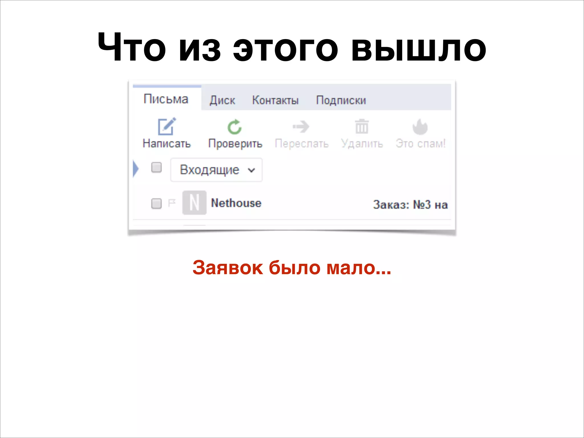 Что из этого вышло 
Заявок было мало... 
 