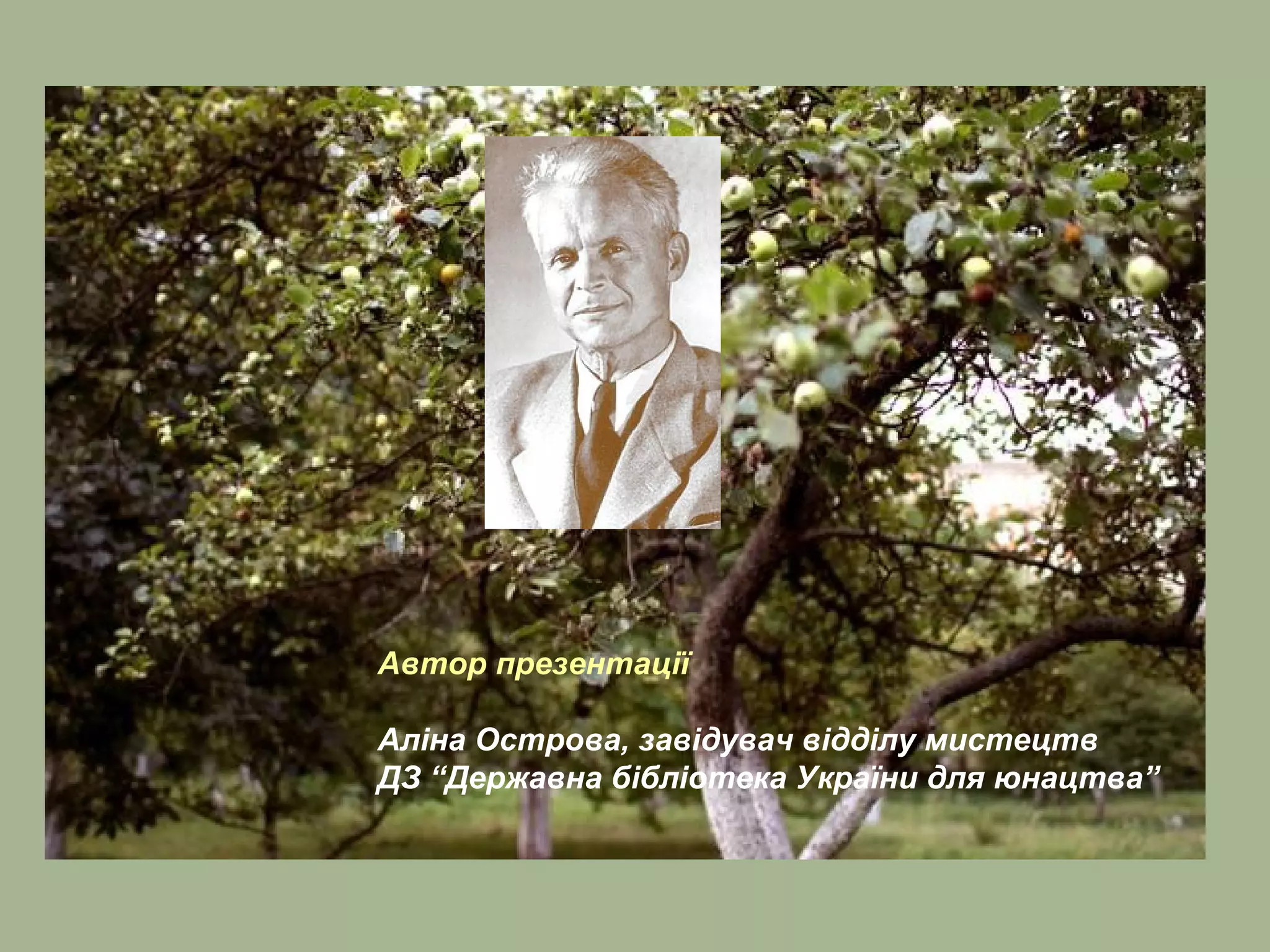 Автор презентації
Аліна Острова, завідувач відділу мистецтв
ДЗ “Державна бібліотека України для юнацтва”
 