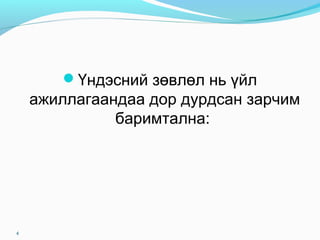 Үндэсний зөвлөл нь үйл
ажиллагаандаа дор дурдсан зарчим
баримтална:
4
 