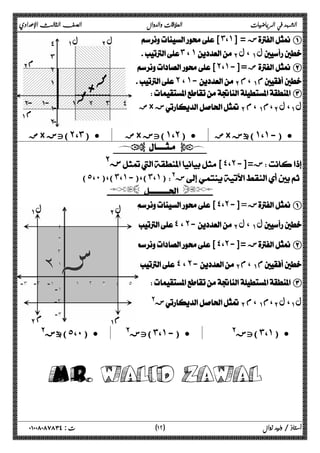 الشهد في الرياضيات العلاقات والدوال الصف الثالث الإعدادي 
[˼،˺] = ز A 
 ˼،˺ΈΑϝ،ΆΑϝ 
[˻،˺-]= ض B 
˻،˺-ΈΑϡ،ΆΑϡ 
 C 
ض × زΈΑϡ،ΆΑϡ ،ΈΑϝ،ΆΑϝ 
ΈΑϡ 
ΆΑϡ 
ΈΑϝ 
ΆΑϝ 
ض × تز (˻،˼) · ض× تز (˺،˻) · ض× ـز (˺،˺-) · 
  
ز@ [˽،˻-]= ز 
(˾،˹)،(˼،˺-)،(˼،˺)@ ز 
  
[˽،˻-]= ز A 
 ˽،˻-ΈΑϝ،ΆΑϝ 
[˽،˻-]= ز B 
˽،˻-ΈΑ ϡ،ΆΑ ϡ 
 C 
ز@ ΈΑϡ،ΆΑϡ ،ΈΑϝ،ΆΑϝ 
ΆΑϝ ΈΑϝ 
ΈΑ ϡ 
ΆΑϡ 
ـز@ (˾،˹) · @ تز (˼،˺-) · @ تز (˼،˺) · 
mr. WALID ZAWAL 
١ ) ت : ٠١٠٠٨٠٨٧٨٣٤ أستاذ / وليد زوال ( ٢ 
 