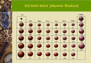 ขนาดอะตอม (Atomic Radius)  