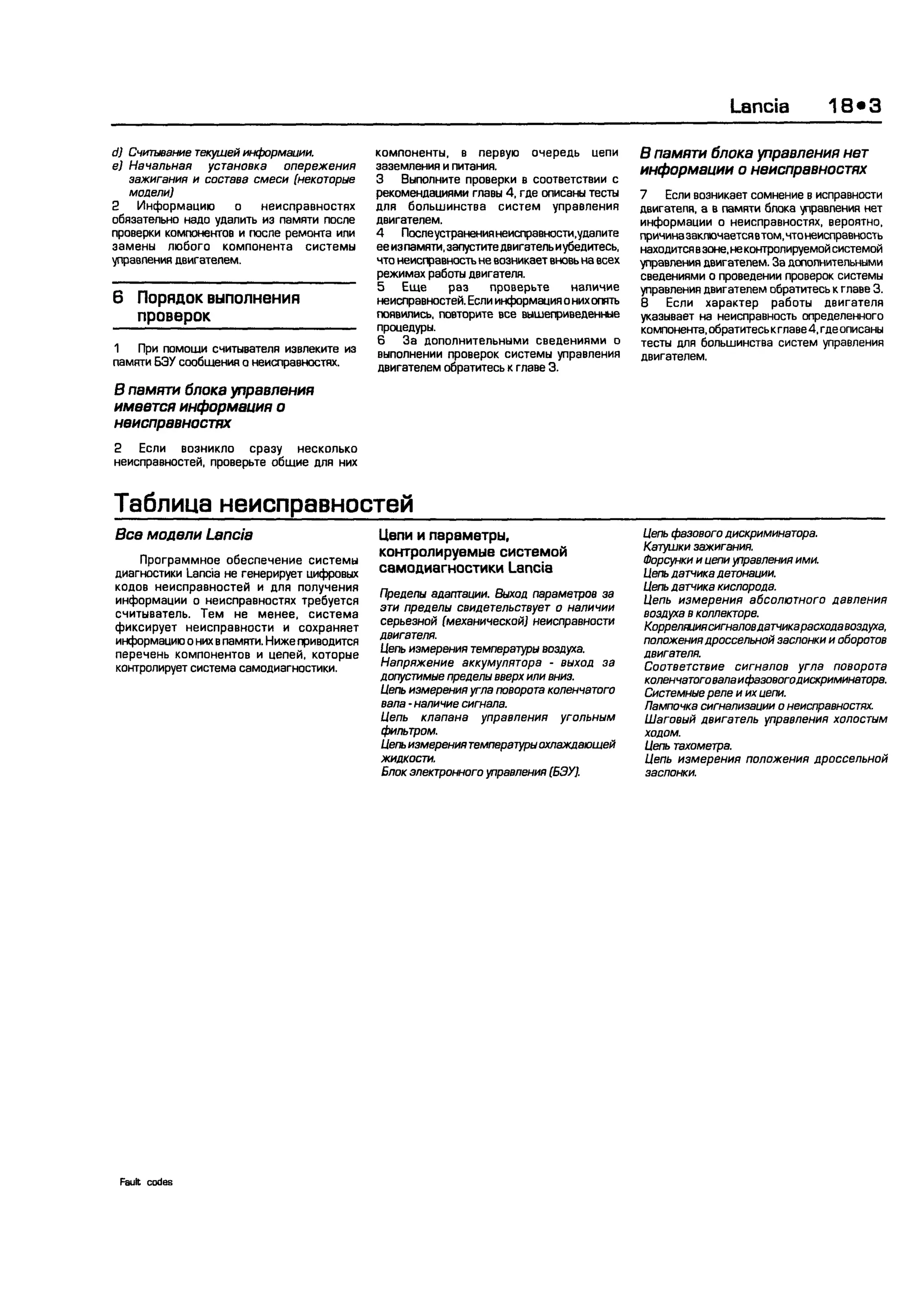 дигностика двигателя. коды неисправностей. руководство 2003