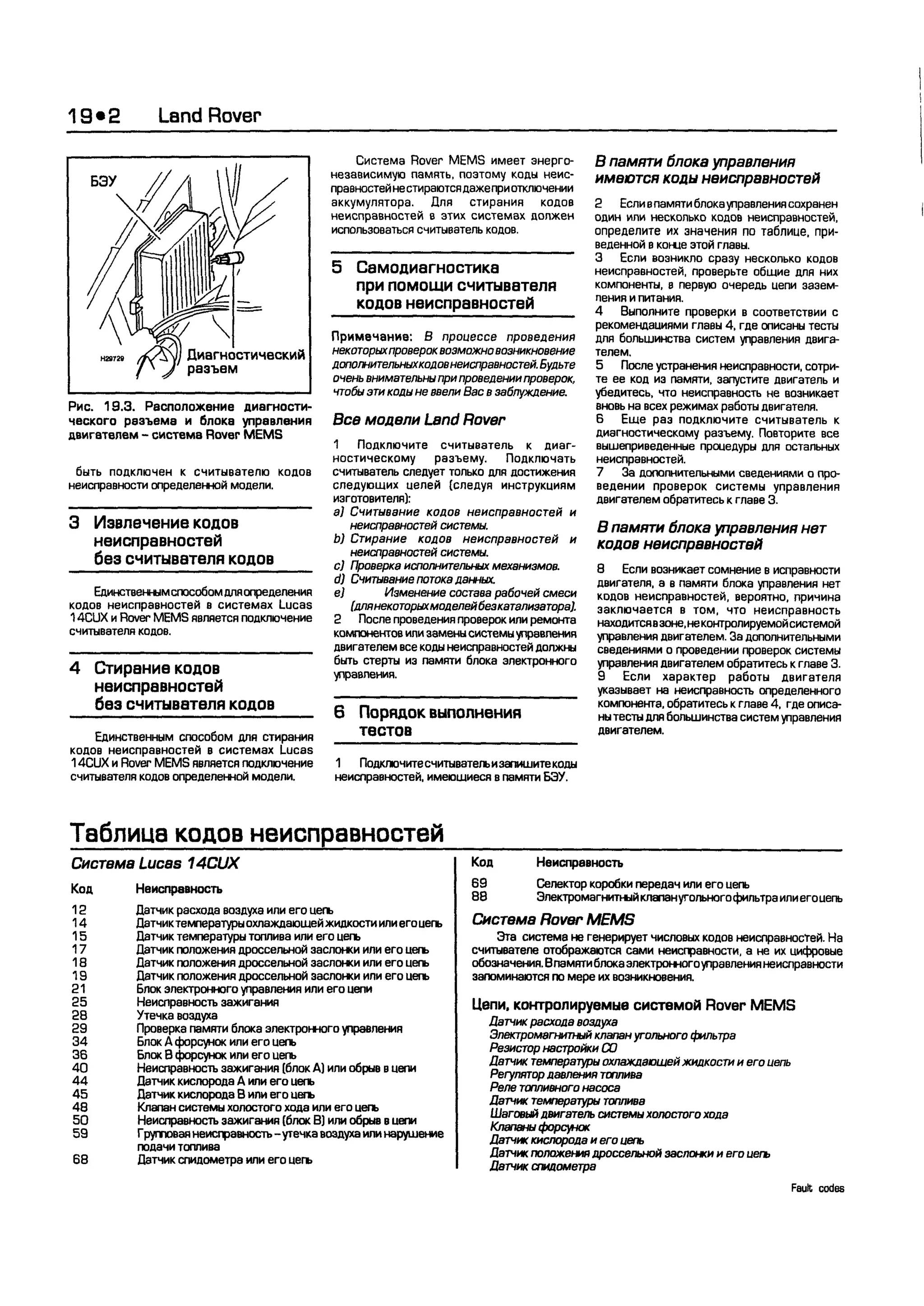 дигностика двигателя. коды неисправностей. руководство 2003
