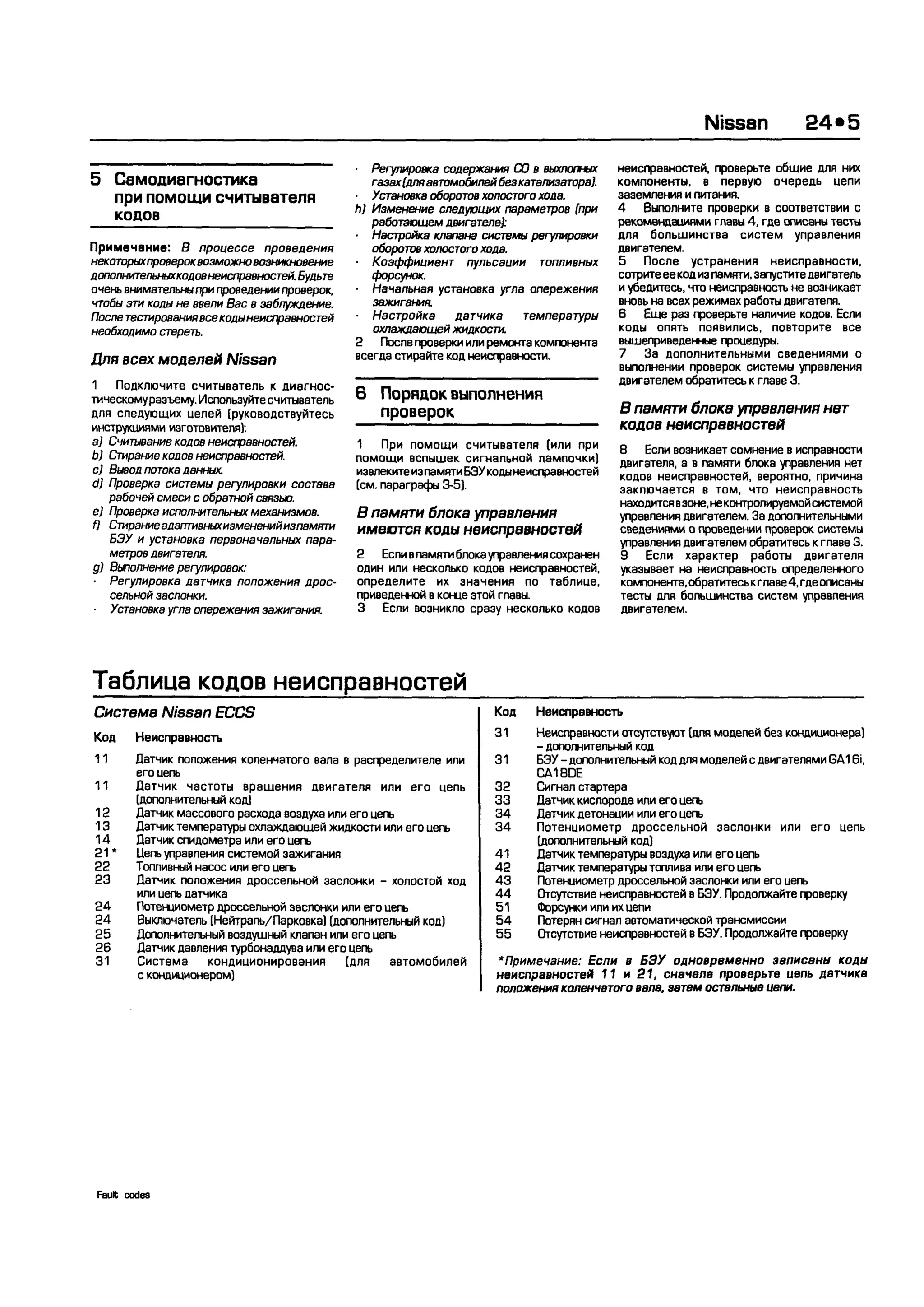 дигностика двигателя. коды неисправностей. руководство 2003