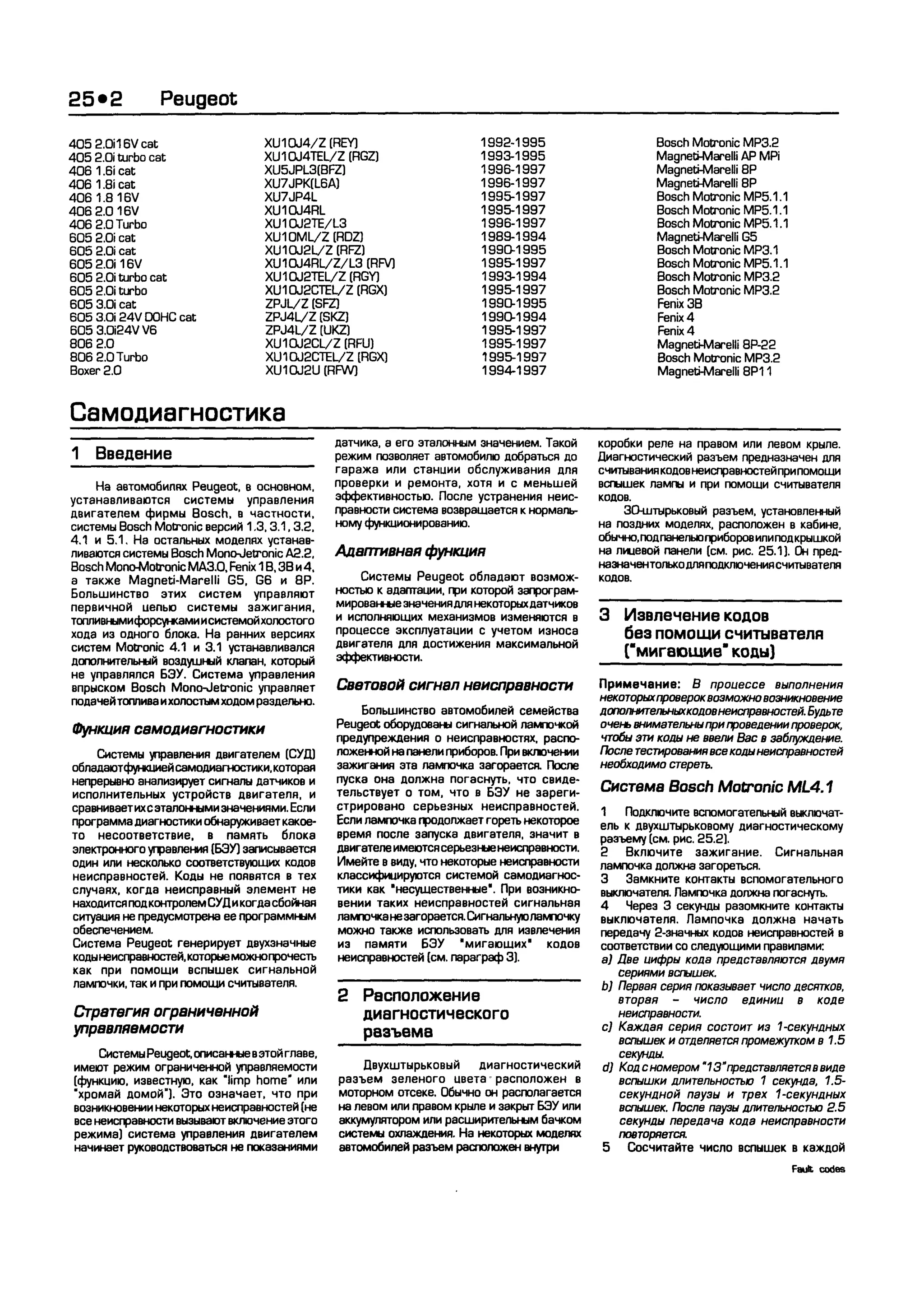 дигностика двигателя. коды неисправностей. руководство 2003