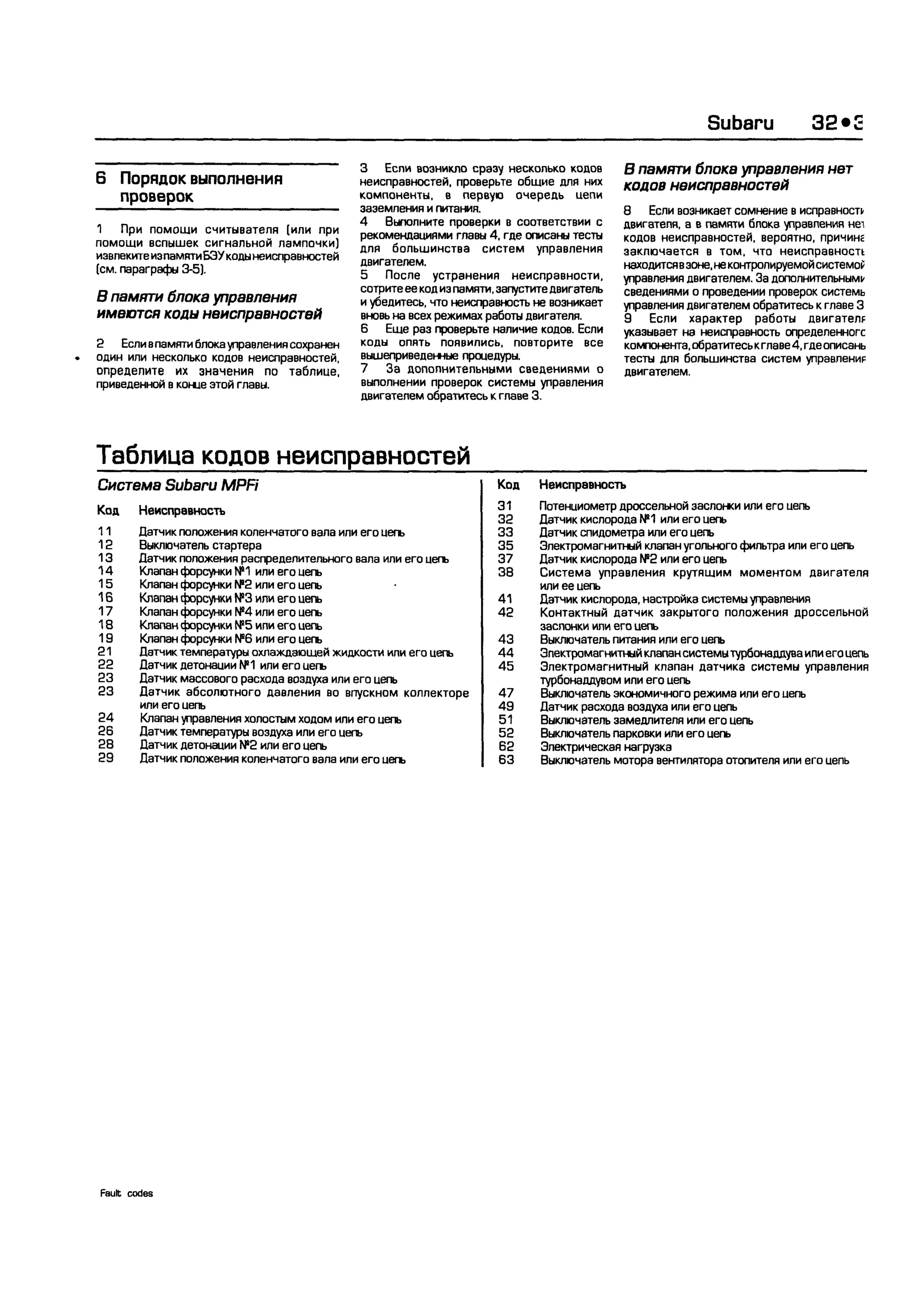 дигностика двигателя. коды неисправностей. руководство 2003