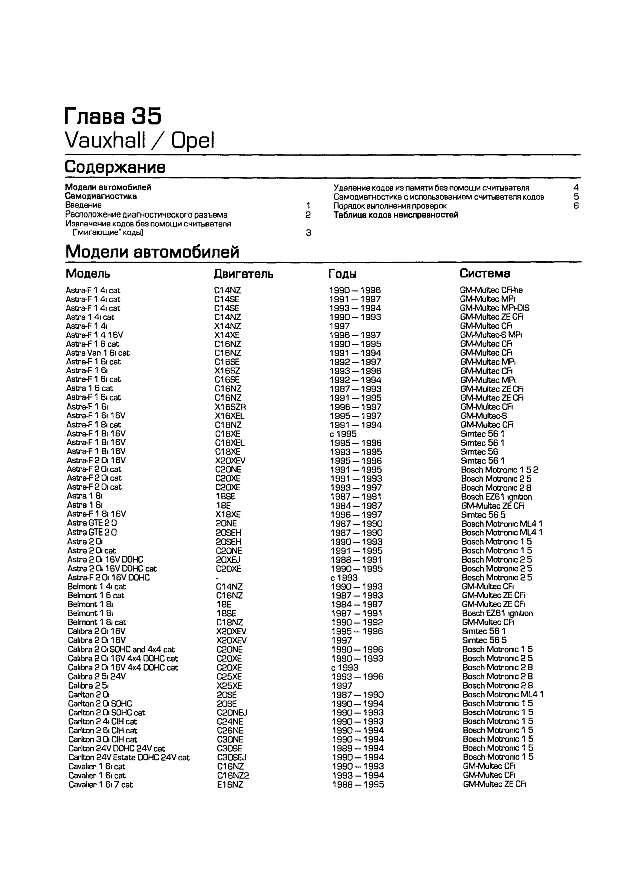 дигностика двигателя. коды неисправностей. руководство 2003