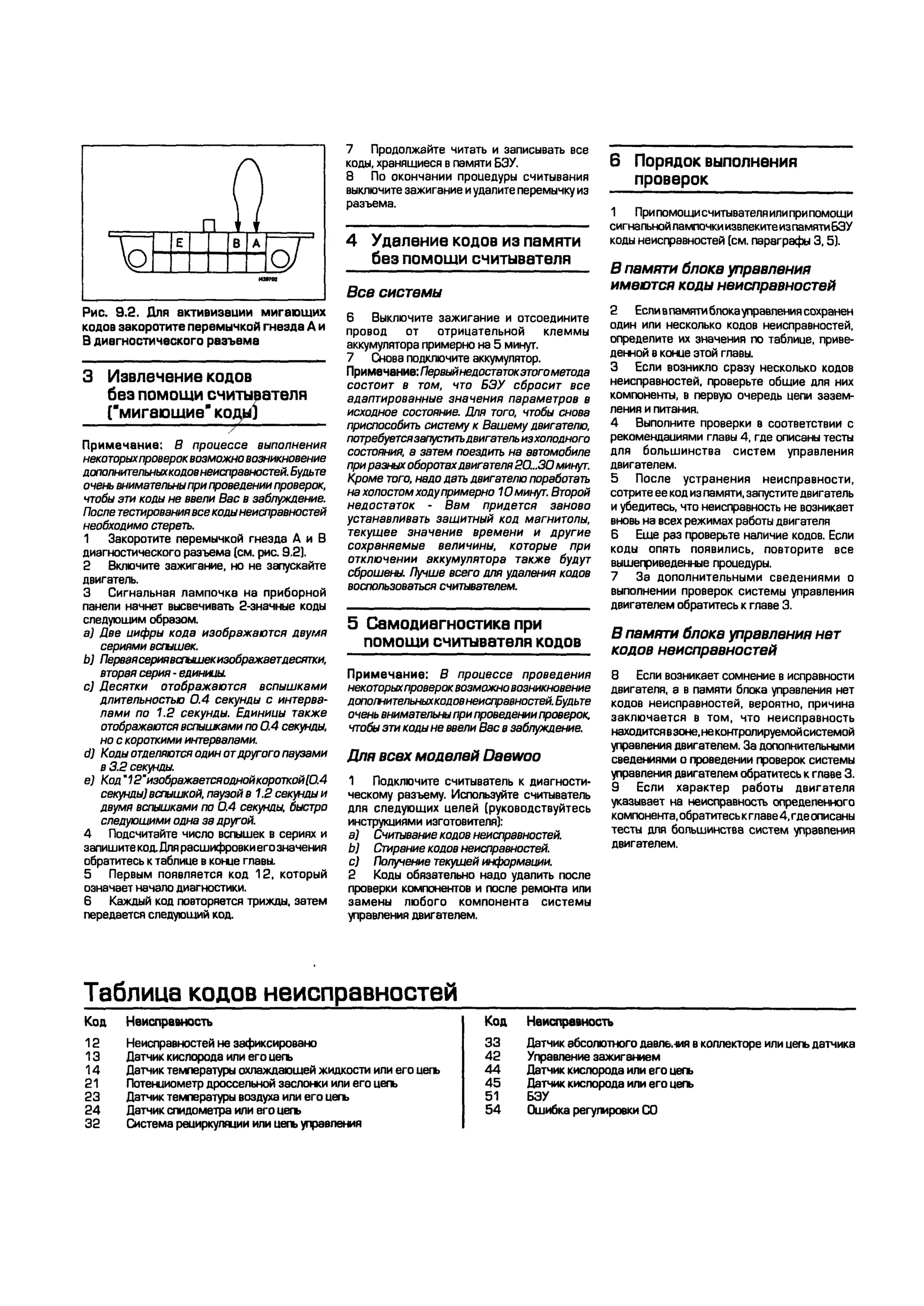 дигностика двигателя. коды неисправностей. руководство 2003