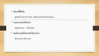 • สถานที่จัดทา 
จุดชมวิวเขากระชาย เทศบาลตา บลปากแพรก 
• ระยะเวลาดาเนินการ 
พฤษภาคม – กันยายน 
• งบประมาณในการทาโครงการ 
ประมาณ 200 บาท 
 