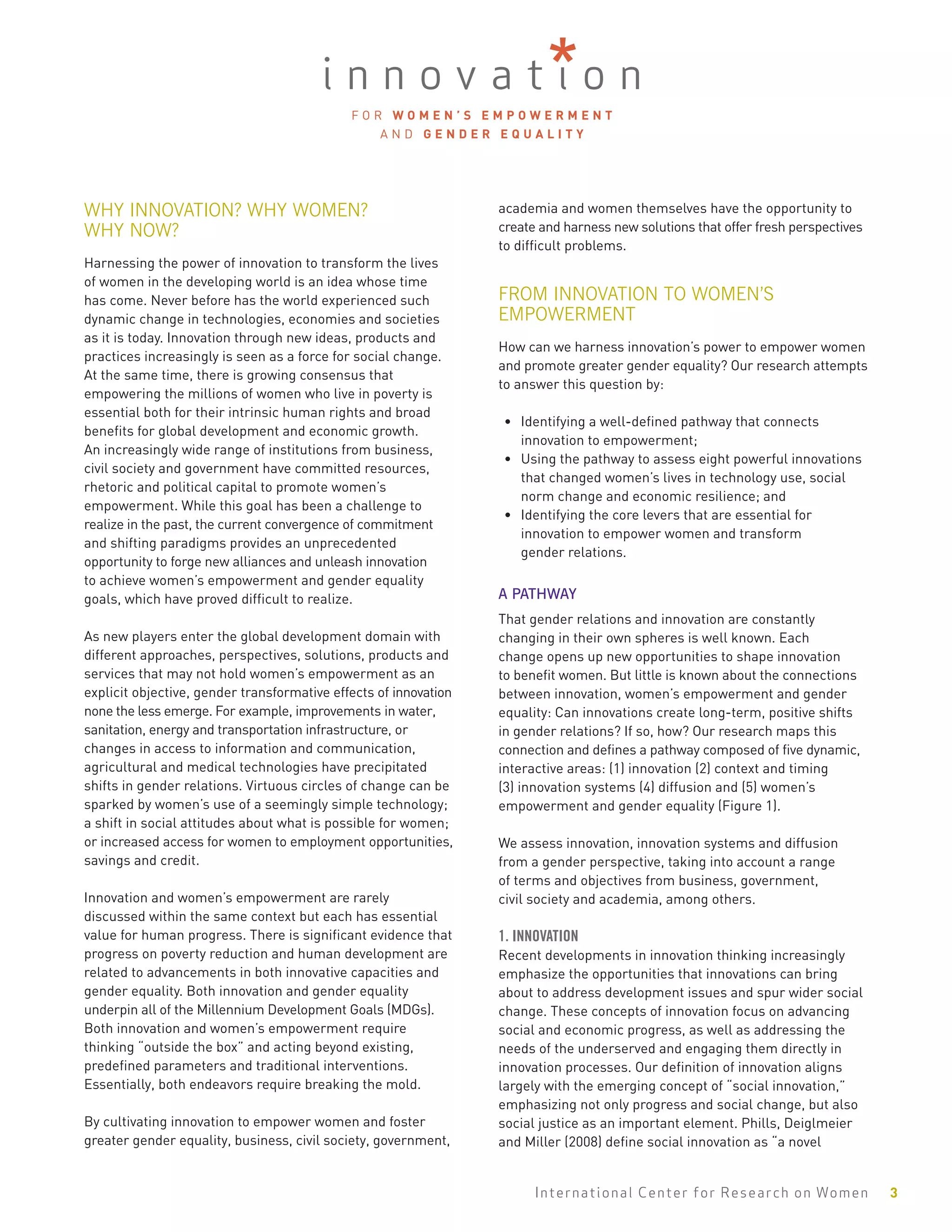 Innovation for Women Empowerment and Gender Equality | PDF