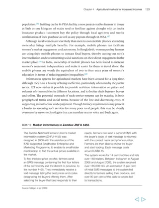 Chapter 4 Agricultural markets for increased incomes 131 
BOX 11 Swift Co., Ltd. – vegetable and fruit exporter to global markets 
over vertical integration.194 Where effectively managed, such arrangements can 
represent a genuine ‘win-win’ situation for smallholder producers and the agribusiness 
alike, as shown in box 11. 
Certainly, contract farming has pitfalls, and it can also be a source of risks both for 
smallholders and agribusinesses. Contract arrangements can be costly to set up, to 
  
Swift Co., Ltd. is a Thai company established in 
1986. Today it is one of the region’s leading 
exporters of quality vegetables and fruits. Its core 
product line includes asparagus, baby corn, 
mangoes, mangosteen, ginger, galangal and lemon 
grass. The company exports about 220 tons of 
fresh vegetables and fruit per month to key retail 
and foodservice markets in Japan, the United 
Kingdom, Australia and the Middle East. 
Typically, fresh produce from small producers in 
the region can change hands up to five to seven 
times before it reaches consumers, and with 
each passing layer there is an addition to the 
price, leaving small returns for the growers while 
consumers have to pay high prices. Swift’s 
contract-farming business model and supply-chain 
system provides a guaranteed market for 
growers, and it also cuts out inefficient logistics, 
costs and profit-taking along a multi-tier chain. 
The company buys produce from contracted 
growers at guaranteed prices that are negotiated 
annually, to be paid in full regardless of the 
market situation facing the company. Swift also 
offers interest-free financial assistance to the 
growers to enable them to shift to Good 
Agricultural Practices (GAP) and organic farming 
practices. This, together with the technical 
support that the company provides, enables the 
growers to increase their yields and incomes. 
To ensure delivery of high-quality, safe produce 
to customers, Swift operates a quality assurance 
programme that covers activities in the field, 
packing and transportation operations. It 
organizes groups of growers to grow and supply 
premium fresh produce to its packing houses; it 
conducts risk assessments on all major factors 
from land use to soil, water and cross 
contamination; and the company’s agronomists 
train the growers on the farm practices needed to 
cultivate the crops and adhere to Swift’s 
guidelines on quality and standards. The 
agronomists also regularly audit growers’ farms; 
independent internal auditing is carried out from 
Swift’s head office; and certification of 
GLOBALGAP and organic farming practices is 
conducted by a licensed certifying board annually. 
Daily harvests from small growers are combined 
into lots just large enough to meet logistics costs 
for Swift’s collection stations to gather and deliver 
via temperature-controlled trucks to packing 
houses. Collection stations are set up near every 
growing area to cut transport costs, maintain 
freshness and minimize damage to produce. 
Weighing and grading are transparently carried out 
at the stations; and labelling of plot-codes and 
growers’ names is part of the traceability system. 
Swift’s packing facilities are built to accommodate 
different types of processing, and organic and 
conventional products are processed separately. 
Packing line personnel monitor fruit for appearance, 
colour, shape and size uniformity, absence of 
damage and consistency in weight. Fruit are pre-cooled 
according to the level of maturity, and 
temperatures, humidity and cooling rates are closely 
monitored. Swift’s quality assurance team inspects 
every truck and container and their refrigeration 
systems, and they verify all documentation, from 
arrival to the packinghouse to post-transportation. 
Sources: Adapted from http://www.thaifreshproduce.com/ and Bangkok Post 29 August 2009 http://www.bangkokpost.com/business 
 
