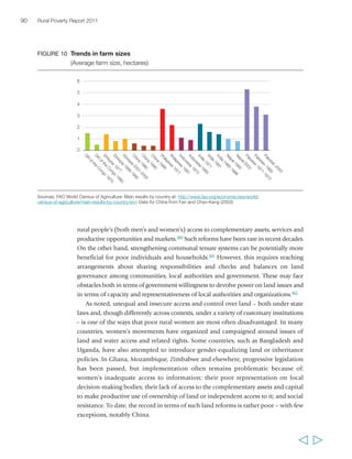 92 Rural Poverty Report 2011 
also supplement other livelihood strategies: for instance, in the Lower Mekong river 
basin of South East Asia, a study estimated that around 40 million farmers are also 
engaged in fishing.106 Since fishers can access cash year-round by selling fish, some 
refer to fisheries as a ‘bank in the water’ for rural populations that lack access to formal 
financial systems.107 Today, however, fisheries are threatened by unsustainable harvest 
levels, habitat degradation, increasing sedimentation, interference with water flow 
by construction and insecure or inequitable access rights. Climate change will likely 
create new threats, affecting the distribution of fish 
and seasonality of biological processes, resulting in 
decreases in the availability of fish for food. 
One recent response to the crisis of fisheries 
(as well as of other common property resources) has 
been ‘co-management’, under which government 
and local resource users are given specific decision-making 
and monitoring rights and responsibilities. 
NGOs and local businesses may also be involved. 
Successful approaches to co-management need 
complex political and institutional negotiation and 
change. The more effective co-management regimes 
respect and work through existing local institutions, 
while building legitimate and representative bodies 
responsive to poor people’s needs.108 They also 
provide clear and immediate economic incentives for 
groups to participate, and ensure equitable sharing 
of costs and benefits. Co-management processes also 
need to address issues of power and marginalization. 
They can benefit poor rural people by improving 
their access to resources and decision-making, and 
thereby reduce risks related to poor governance of 
common property resources. However, to ensure 
their influence in decision-making, poor rural people 
need to be well-organized, represented, and aware of 
the issues and stakes involved.109 
In addition to co-management, there are a variety of other approaches aimed at 
strengthening local governance of common property resources, such as community-based 
forestry, multistakeholder approaches to rangeland management and others. 
Under community forestry, for instance, rights and duties for managing and 
protecting forest resources are shifted from relevant state agencies to community 
groups, which are legally recognized and operate under well-defined legal frameworks. 
In some countries, this approach also has been instrumental in achieving greater 
  
“…schooling is good, but he must learn 
how to fish at the same time to have an 
avenue of making a living in the difficult 
times. There are days that they aren’t at 
school, so he will be here learning this, 
and become good at both. The first 
would be fishing though agriculture can’t 
be neglected… But in fishing he must be 
an expert, for when the rains don’t come 
and there’s nothing to eat, he can go 
to sea for some urchin, net for some 
fish, and be free of want that day…” 
Manantane Babay, 
male, 19 years, Madagascar 
 