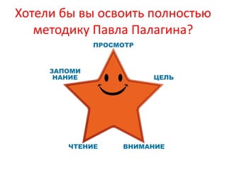 Хотели бы вы освоить полностью 
методику Павла Палагина? 
 